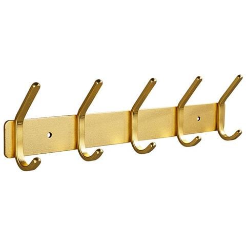 Appendiabiti Da Porta - 5 Ganci Doppi (senza Chiodi/foratura) Gold - Foto 1