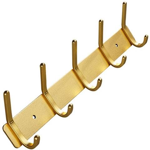 Appendiabiti Da Porta - 5 Ganci Doppi (senza Chiodi/foratura) Gold - Foto 4