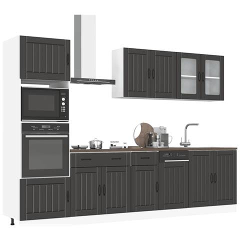 Set Mobili da Cucina 7 pz Kalmar Neri Legno Multistrato - Foto 2