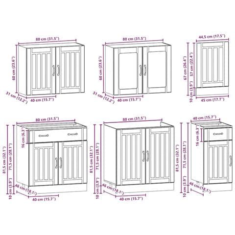 Set Mobili da Cucina 7 pz Kalmar Neri Legno Multistrato - Foto 9
