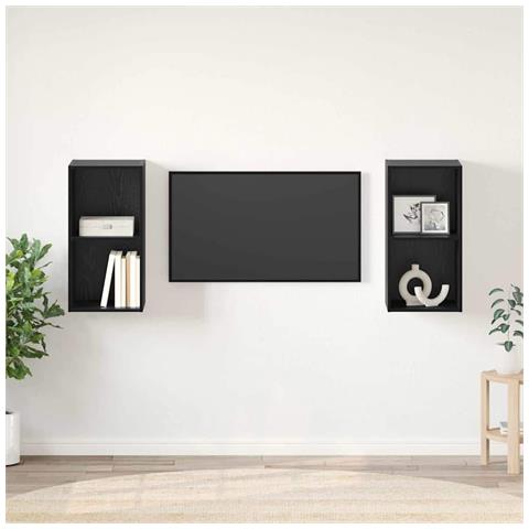 Mobile TV da Parete 2 pcs Rovere Nero 37 x 37 x 72 cm - Foto 2