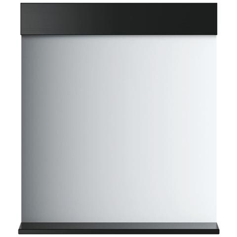 Specchio Bagno e Ripiano BERG Nero 60x12x70 cm Legno Massello - Foto 1