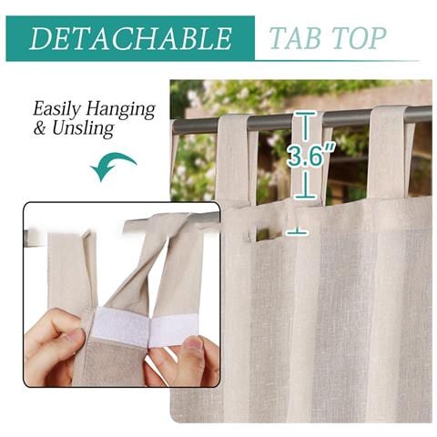 Set Di 2 Tende Da Esterno Effetto Lino Con Passanti - Filtraggio Luce E Protezione Privacy S - Foto 2
