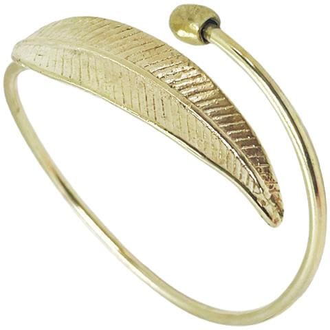 Bracciale Regolabile Placcato Oro Con Foglia E Pallina Su Base In Ottone - Foto 1