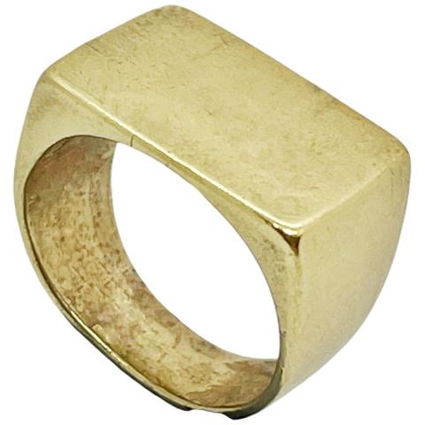 Anello Con Sigillo Blan In Zama Placcato Oro, Misura 15 - Foto 1