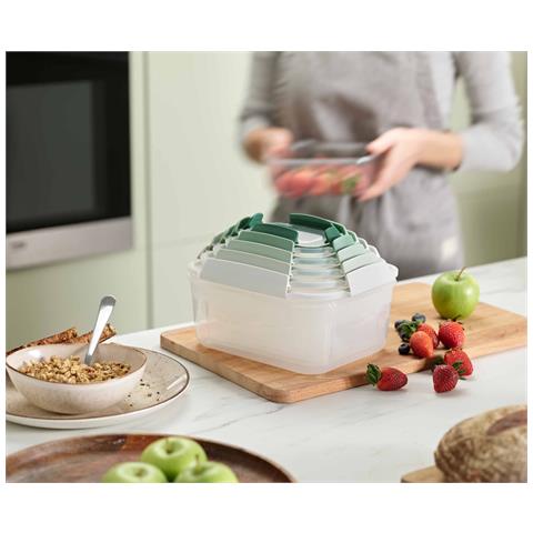 Joseph Joseph Nest™ Lock, Confezione Da 5 Contenitori Per Alimenti, Design Colorato Color Salvia, Ermetici E Impilabili, Ideali Per Cucina, Frigorifero E Congelatore, Lavabili In Lavastoviglie - Foto 2