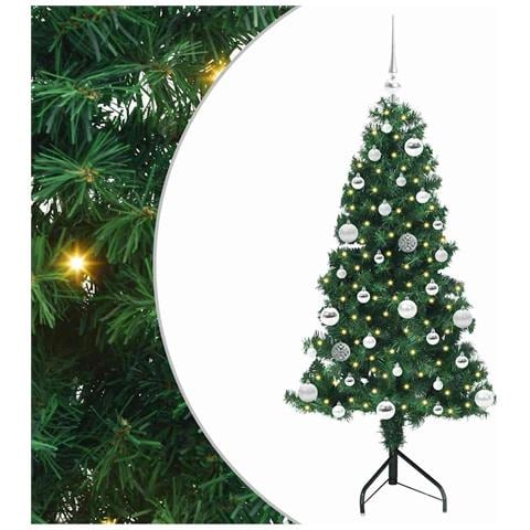 Albero di Natale Artificiale Angolare con 150 LED Verde 150 cm - Foto 1