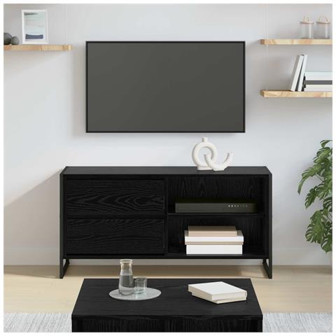 Mobile TV Rovere Nero 100 x 36 x 49,5 cm Legno multistrato - Foto 2