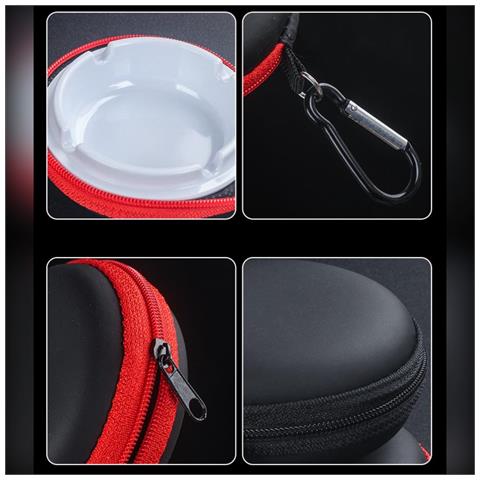 Mini Posacenere Portatile Rotondo Con Custodia Antiurto In Eva E Anello Per Appendere Black - Foto 2