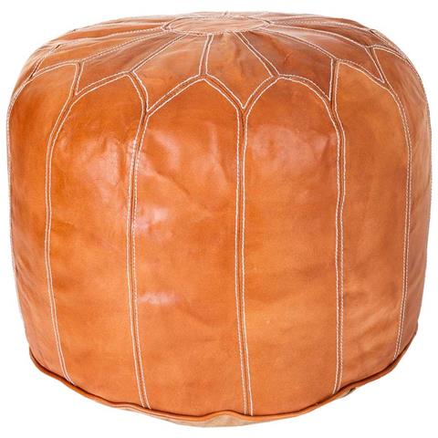 Pouf In Pelle Arancione 48x48x35h - Foto 1
