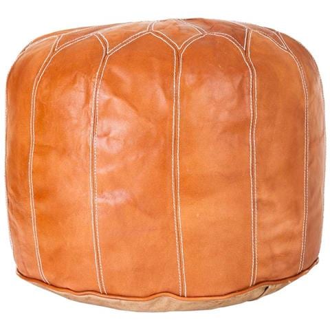 Pouf In Pelle Arancione 48x48x35h - Foto 2