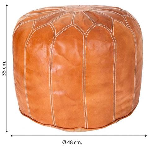 Pouf In Pelle Arancione 48x48x35h - Foto 7