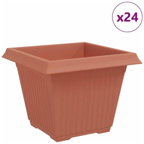 Vaso quadrato per fiori 24 pcs Rosso Mattone 43 x 43 x 33,5 cm - Foto 1