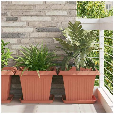 Vaso quadrato per fiori 24 pcs Rosso Mattone 43 x 43 x 33,5 cm - Foto 2
