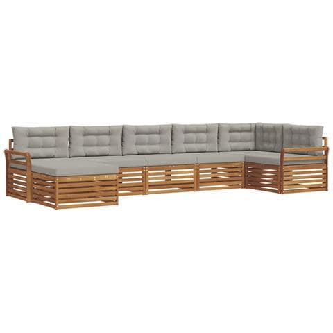 Set divani con cuscino 7 pcs Grigio Naturale e Chiaro - Foto 1