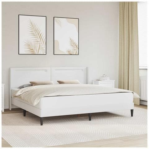 Struttura letto con materasso Bianco 180 x 200 cm Similpelle - Foto 2