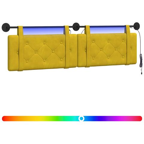 Testiera sospesa Con luce LED Giallo Velluto - Foto 1