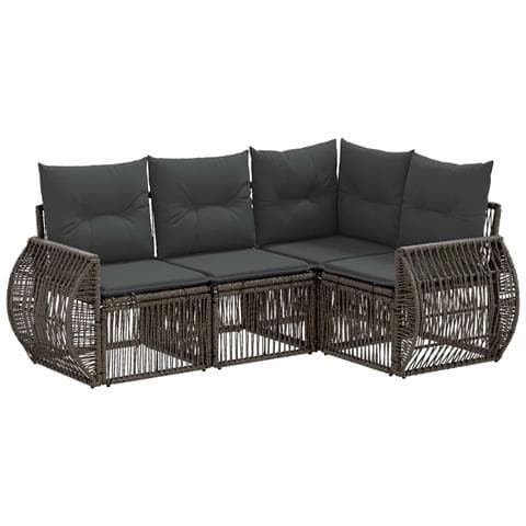 Set Divano da Giardino 4 pcs Grigio e Grigio Scuro polyrattan - Foto 1