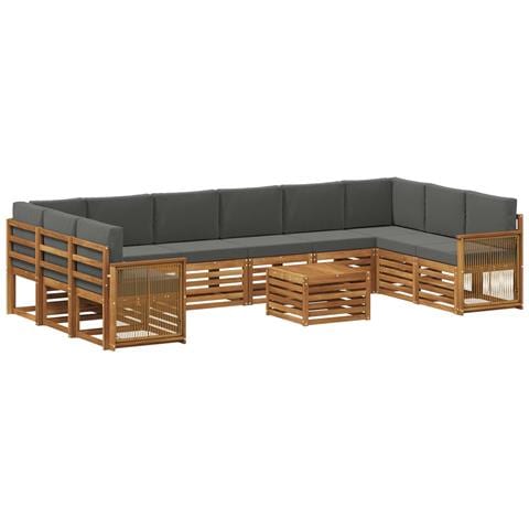 Set di divani da esterno con cuscino 8 pcs Naturale e Antracite - Foto 1