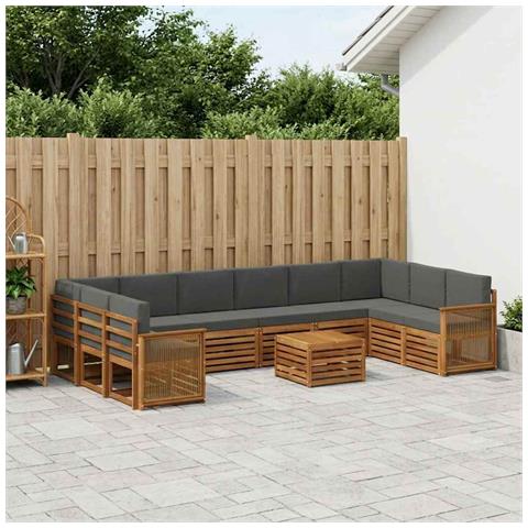 Set di divani da esterno con cuscino 8 pcs Naturale e Antracite - Foto 2