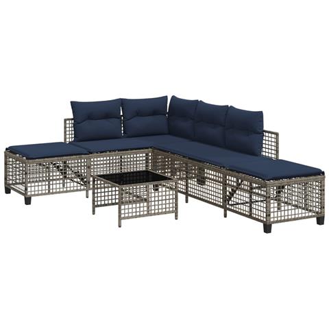 Set da giardino angolare a 3 pz con Cuscini in Polyrattan Grigio - Foto 1