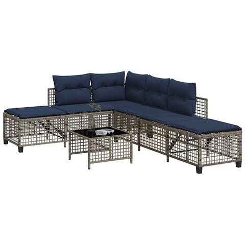 Set da giardino angolare a 3 pz con Cuscini in Polyrattan Grigio - Foto 2