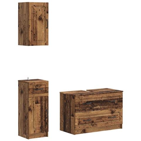 Set di armadietti da bagno in 3 pezzi UTRECHT Legno antico - Foto 1