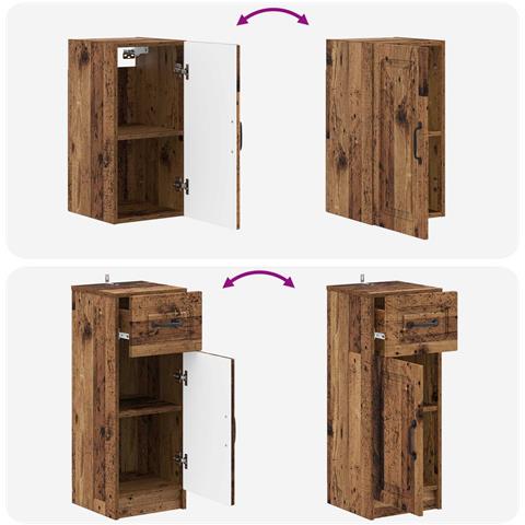 Set di armadietti da bagno in 3 pezzi UTRECHT Legno antico - Foto 10