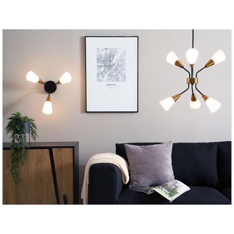 Lampadario A 6 Punti Luce In Metallo Bianco / oro Aroyo Vi - Foto 17