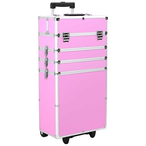 Valigia Trolley Per Cosmetici Alluminio Rosa - Foto 1