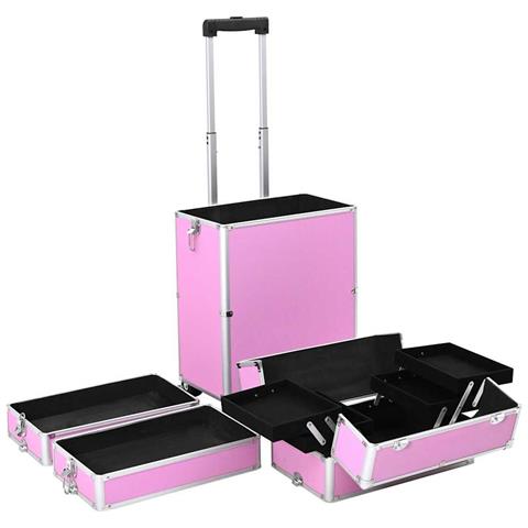 Valigia Trolley Per Cosmetici Alluminio Rosa - Foto 10