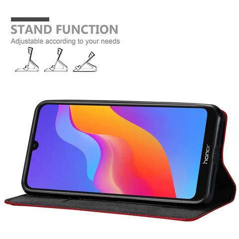 Custodia Compatibile Con Honor 8a In Rosso Mela - Coperchio Protettiva Con Chiusura Magnetica, Funzione Stand E Tasca Per Le Carte - Foto 2