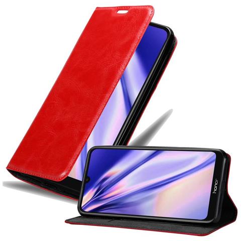 Custodia Compatibile Con Honor 8a In Rosso Mela - Coperchio Protettiva Con Chiusura Magnetica, Funzione Stand E Tasca Per Le Carte - Foto 1