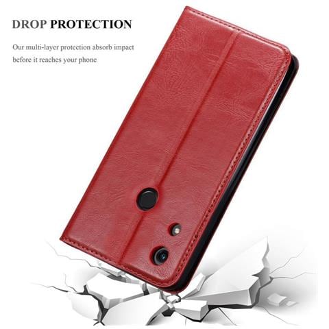 Custodia Compatibile Con Honor 8a In Rosso Mela - Coperchio Protettiva Con Chiusura Magnetica, Funzione Stand E Tasca Per Le Carte - Foto 5