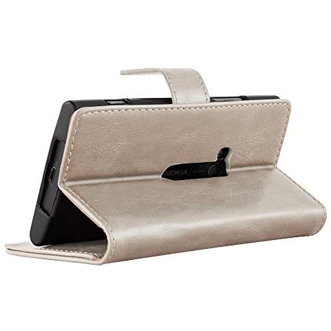 Custodia Compatibile Con Nokia Lumia 920 In Marrone Cappuccino - Coperchio Protettiva Con Chiusura Magnetica, Funzione Stand E Tasca Per Le Carte - Foto 2