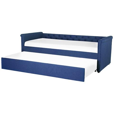 Letto Da Giorno In Tessuto Blu Marino 80x200cm Libourne - Foto 12