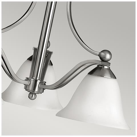 Lampadario Multi Braccio 3 Luci Finitura Nichel Spazzolato, E27 - Foto 5