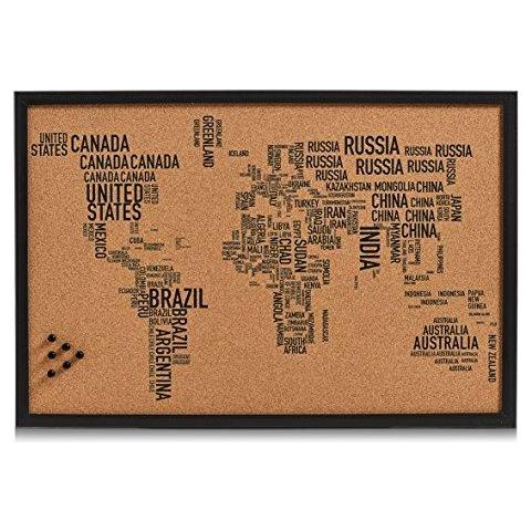 11570 Scheda Pin Lettere World Sughero Nero 60 X 40 Cm - Foto 1