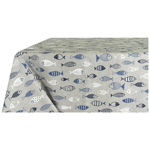 Tovaglia Salotto Cucina In Tessuto Miros Made In Italy Marino Pesci Azzurro 140x240 Pesci - Foto 8
