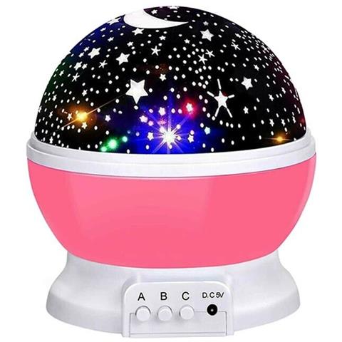 Lampada Proiettore Stelle Effetto Cielo Stellato Lumetto Led Luce Da Notte Rosa - Foto 2