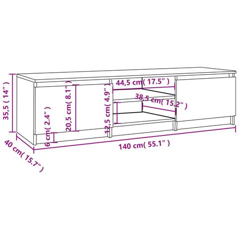 Mobile Tv Grigio Sonoma 140x40x35,5 Cm In Legno Multistrato - Foto 2