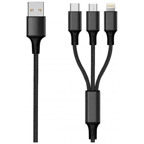 797154 Cavo Usb 3 M Usb B Usb C /micro-usb B /lightning Nero - Foto 1