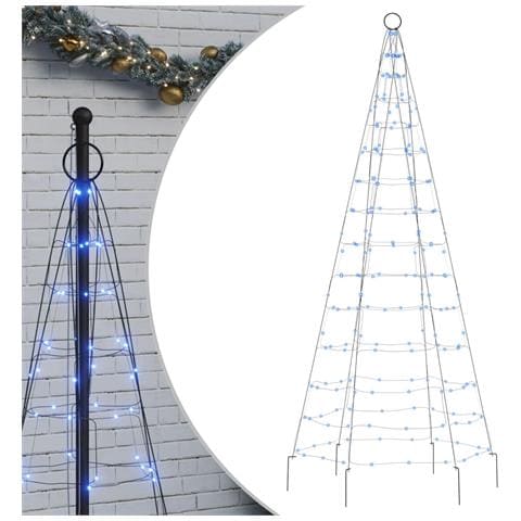 Illuminazione Albero Di Natale Su Pennone 200led Blu 180cm - Foto 1