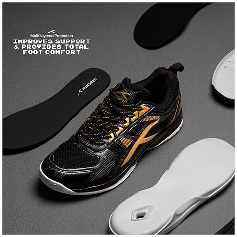 Scarpe Da Badminton Professionali Da Uomo Raze Antitraccia (nero /oro, Taglia: Eu 37, Uk 3, Us 4) - Foto 3