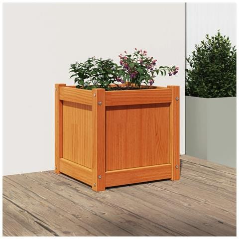 Fioriera Giardino Marrone Cera 40x40x40 Cm Legno Massello Pino - Foto 3