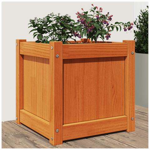 Fioriera Giardino Marrone Cera 40x40x40 Cm Legno Massello Pino - Foto 1