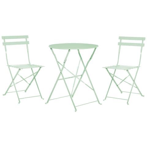 Set Bistrot Pieghevole Fiori Metallo Verde Menta - Foto 11