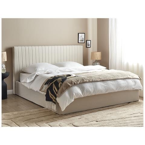 Letto Contenitore Tessuto Beige 180 X 200 Cm Vion - Foto 1