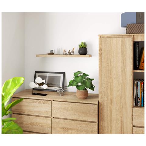 Mensola a muro PS4, 80x20x3,2 cm, Colore Sonoma Quercia - Foto 4