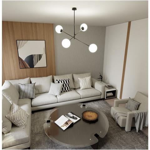 Lampada A Sospensione Linear - Nero, Bianco - Acciaio Verniciato A Polvere, Vetro - 102x51x102 Cm - Foto 8